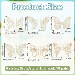7Sets 3 Styles Unfinished Wood Butterfly Cutouts&nbsp;WOCR-OC0001-04