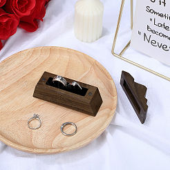 1Pc Black Walnut Wood Ring Storage Boxes with Magnetic Lid&nbsp;OBOX-PH0001-06