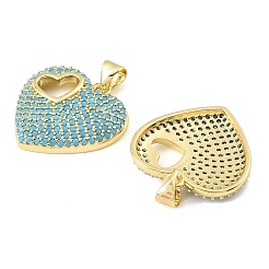 Brass Micro Pave Sky Blue Cubic Zirconia Pendants&nbsp;CU-CBA6938-07G-02
