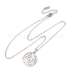 304 Stainless Steel Labyrinth Symbol Pendant Cable Chain Necklace for Men Women&nbsp;NJEW-K308-08P