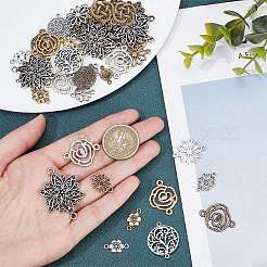 72Pcs 18 Styles Tibetan Style Alloy Connector Charms&nbsp;FIND-SC0003-34