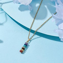 Natural & Synthetic Mixed Gemstone Disc Pendant Necklaces&nbsp;NJEW-JN04623-02