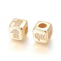 Brass Micro Pave Cubic Zirconia European Beads&nbsp;ZIRC-G162-14G-06