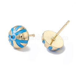 Enamel Half Round with Evil Eye Stud Earrings&nbsp;EJEW-A093-05G-08
