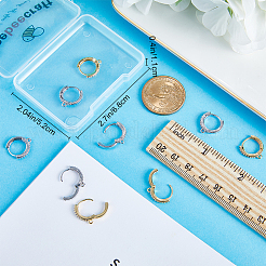 12Pcs 2 Colors Brass Micro Pave Clear Cubic Zirconia Hoop Earring Findings&nbsp;EJEW-BBC0001-16