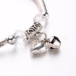 Antique Silver Alloy Heart Charm Bracelets&nbsp;BJEW-L572-03