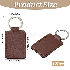 CutHollow 12Pcs Rectangle Imitation Leather Pendant Keychain&nbsp;KEYC-CL0001-11B
