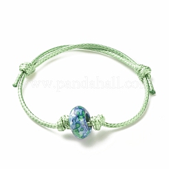 Natural Ocean White Jade(Dyed) Rondelle Beaded Cord Bracelet&nbsp;BJEW-JB08057