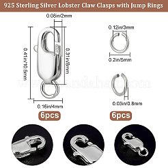 Anti-Tarnish 6Pcs 925 Sterling Silver Lobster Claw Clasps&nbsp;STER-BBC0002-06P