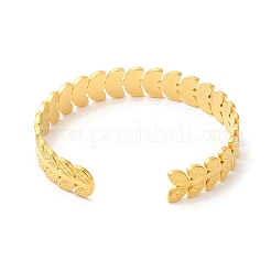 Ion Plating(IP) 304 Stainless Steel Leaf Open Cuff Bangles&nbsp;BJEW-L682-029G