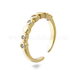 Brass Micro Pave Clear Cubic Zirconia Open Cuff Rings for Women&nbsp;RJEW-F179-05G
