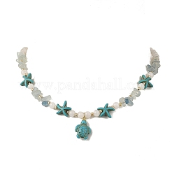 Ocean Dyed Synthetic Turquoise Turtle Pendant Necklaces&nbsp;NJEW-JN06397-02