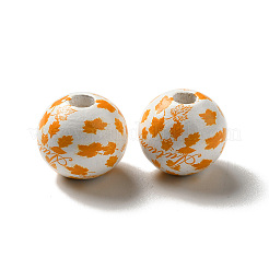 Thanksgiving Day Printed Maple Leaf Wood European Beads&nbsp;WOOD-H102-05