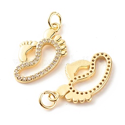 Brass Micro Pave Clear Cubic Zirconia Pendants&nbsp;ZIRC-P094-15G-RS