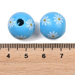 Printed Wood European Beads&nbsp;WOOD-G029-07B