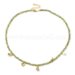 Moon & Heart & Teardrop Cubic Zirconia & Natural Pearl Boho Pendant Necklaces&nbsp;NJEW-G099-01G