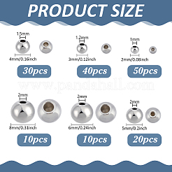 160Pcs 6 Styles 304 Stainless Steel Half Drilled Beads&nbsp;FIND-PH0027-37