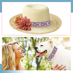 Rhombus Pattern Ethnic Style Embroidery Floral Polyester Ribbons&nbsp;OCOR-WH0070-324B