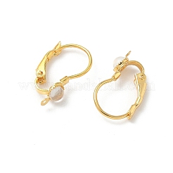 Flat Round Brass Glass Leverback Earring Findings&nbsp;KK-Z136-25G