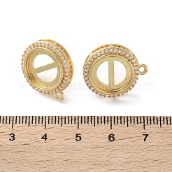 Brass Micro Pave Clear Cubic Zirconia Stud Earrings Findings&nbsp;KK-R215-09G-02