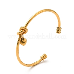 Ion Plating(IP) 304 Stainless Steel Love Knot Open Cuff Bangle&nbsp;BJEW-P283-02G