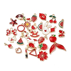 30Pcs 30 Style Light Gold Alloy Enamel Pendants&nbsp;ENAM-YW0001-81