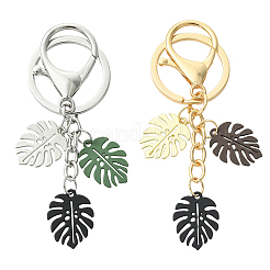Baking Paint Alloy Tropical Leaf Pendant Keychains&nbsp;KEYC-YW00245-01