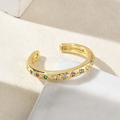 Brass Micro Pave Cubic Zirconia Cuff Open Rings&nbsp;RJEW-Z145-08G