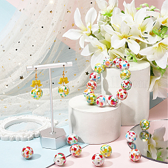 50Pcs 5 Styles Printed Opaque Acrylic Beads&nbsp;MACR-SC0002-38