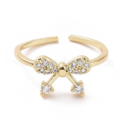 Clear Cubic Zirconia Bowknot Open Cuff Ring&nbsp;RJEW-I094-07G