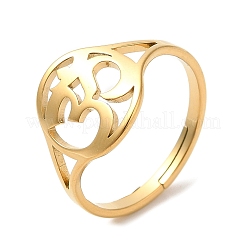 Ion Plating(IP) 304 Stainless Steel Yoga Adjustable Ring for Women&nbsp;RJEW-M149-24G