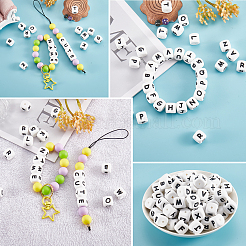 20Pcs White Cube Letter Silicone Beads&nbsp;SIL-YWC0003-06A