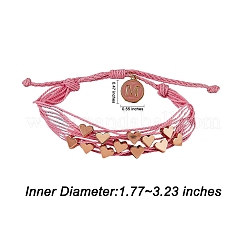 Multi String Cord Bracelet with Initial Letter M Charm&nbsp;BJEW-SW00042-03