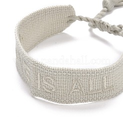 Word Love Is All Polycotton(Polyester Cotton) Braided Bracelet with Tassel Charm&nbsp;BJEW-F429-05