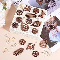 DIY Walnut Wood Dangle Earring Kits&nbsp;DIY-TA0011-07