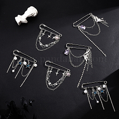 6Pcs 3 Stylesc Alloy Safety Pins&nbsp;JEWB-HY0001-66C