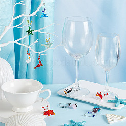 Sea Animal Glass Wine Glass Charms&nbsp;AJEW-GA00018