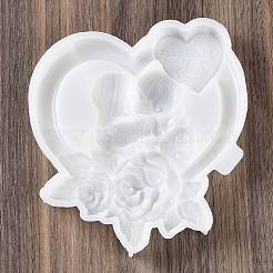 Valentine's Day Heart Couple Rose DIY Wall Decoration Statue Silicone Molds&nbsp;LS-SIL-F007-09