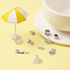 100Pcs 10 Style Tea Theme Tibetan Style Zinc Alloy Pendants&nbsp;TIBEP-CJ0001-69