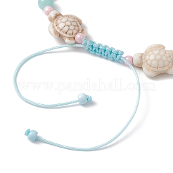 Starfish & Turtle Natural Malaysia Jade & Synthetic Turquoise Braided Beaded Anklet&nbsp;AJEW-AN00563