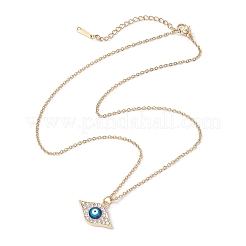 Alloy Crystal Rhinestone Cable Chain Blue Enamel Eye Pendant Necklaces for Women&nbsp;NJEW-JN04977-01