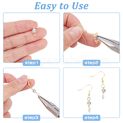 200Pcs 4 Styles Brass Clear Cubic Zirconia Connector Charms&nbsp;RB-FH0001-09LG