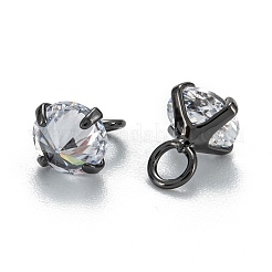 Brass Clear Cubic Zirconia Charms&nbsp;ZIRC-G170-12B