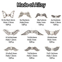 100Pcs 10 Styles Tibetan Style Alloy Fairy Wing Beads&nbsp;TIBEB-CJ0001-27