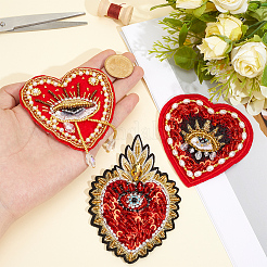 3Pcs 3 Styles Heart with Eye Polyester Sew on Patches&nbsp;DIY-GF0013-24