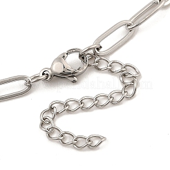 Non-Tarnish 304 Stainless Steel Paperclip Chain Necklace for Women&nbsp;NJEW-C011-03P-01
