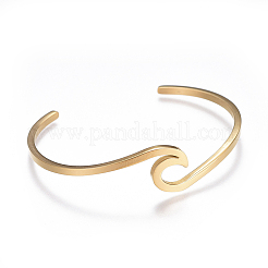 Ion Plating(IP) 304 Stainless Steel Cuff Bangles&nbsp;BJEW-G611-01G