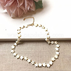 Bohemian Brass & Natural Shell Beaded Necklaces&nbsp;FS-WG548F2-02
