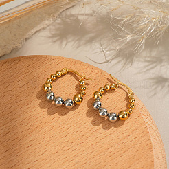 Stainless Steel Two Tone Round Hoop Earrings&nbsp;FN9232