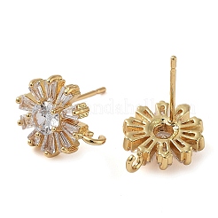 Brass Micro Pave Cubic Zirconia Studs Earring Findings&nbsp;KK-K364-09G